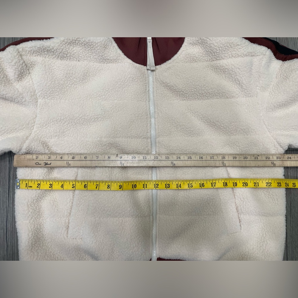 Free People FP Movement Fleecy Sherpa Scrunchy Pippa Jacket Cream Brown Medium‎ - Picture 7 of 12